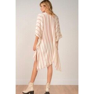 NWT Elan Tie Front Kimono Cover Up Cardigan Rainbow Beachy Resort Vacation OS